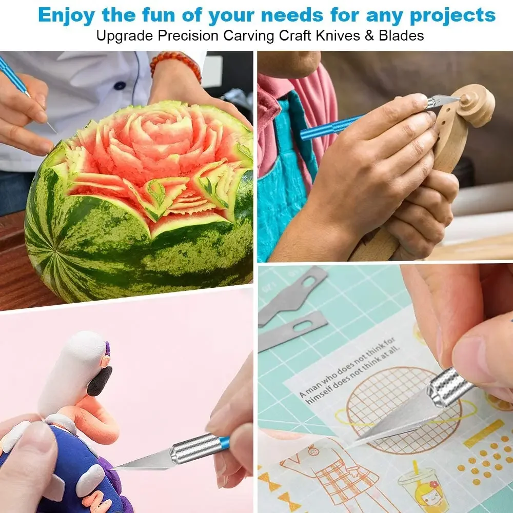 Cutter Craft Non-Slip Engraving Metal Knife Kit + 40/10pcs #11 Blades Knives for Mobile Phone PCB Repair Hand Tools