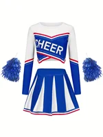 Cheer Cheerleading Blue Skirt set Cute Sports Children's Pom-poms Performance Girls Holiday Party Clothing Back To School Season 1