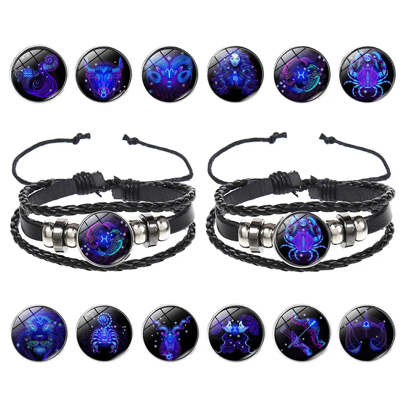 12 Constellation Zodiac Sign Charm Luminous Bracelet - Detailed View 1