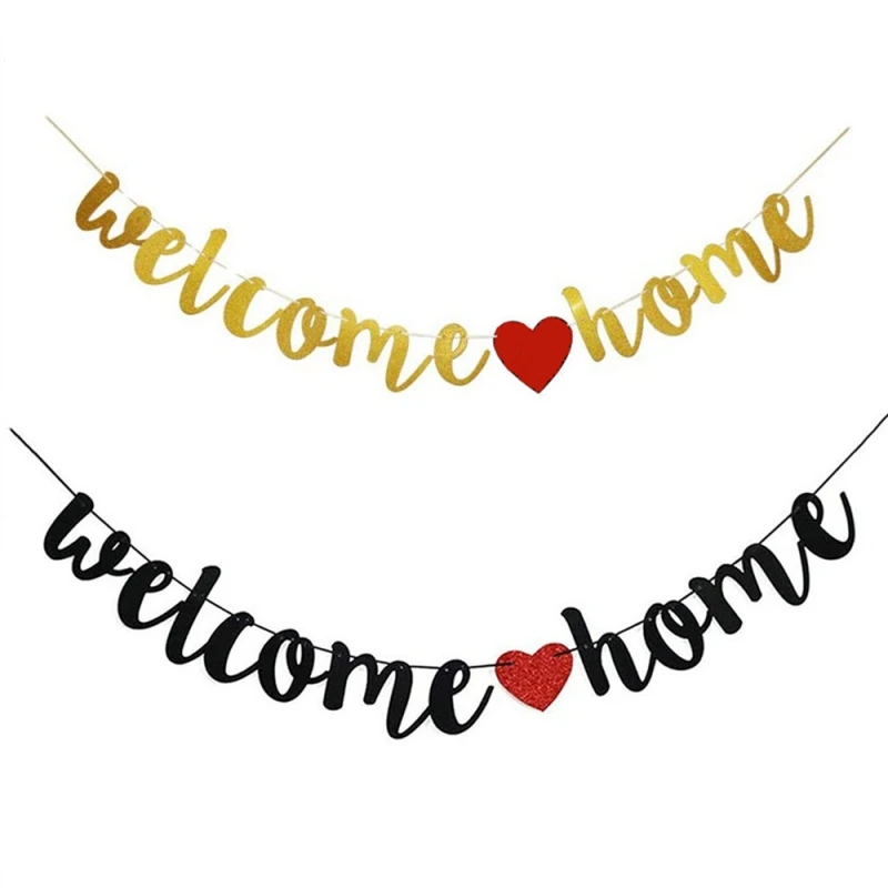 

Welcome Home Golden Onion Conjoined Paper Banner Wedding Welcome Baby Shower Party Garland Bunting Decorative Supplies