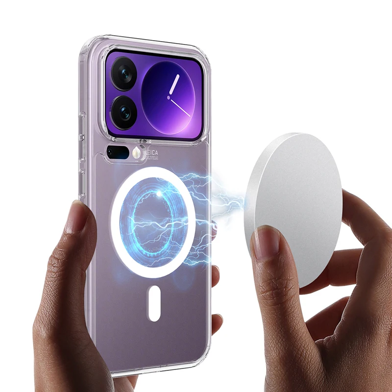 Magnetic Shockproof Transparent Soft TPU + Hard PC Protective Case