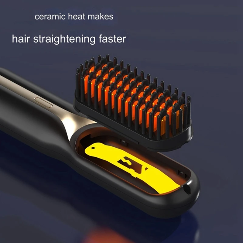 AGOUP Cordless Hair Straightener Hot Heating Comb Professional Electric Brush For Hair Smoothing Iron Negative Care