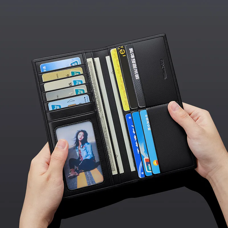 Men new Wallet Practical gift Men's long wallet Leather horizontal top layer cowhide leather wallet card bag 6