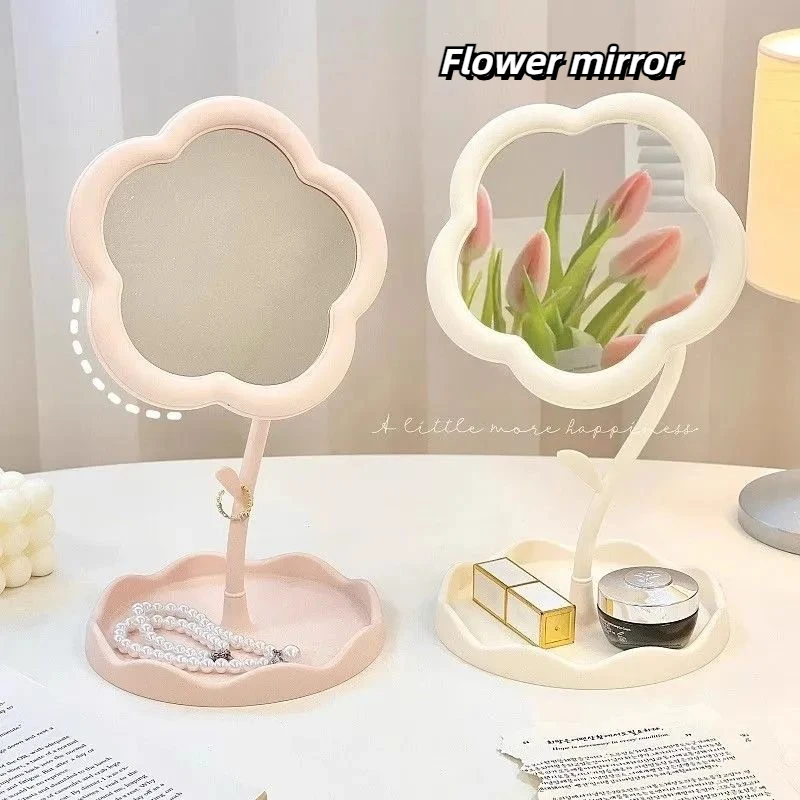 

Desktop Makeup Mirror Sunflower Shaped Cute kawaii Dressing Mirror Detachable Hanging Jewelry High-definition Makeup Mirror