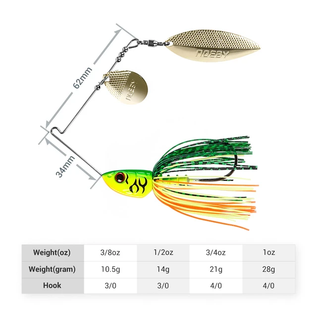 Goture 5pcs/lot Best Spinnerbait Fishing Lure 24g High Speed Willow Blades  Metal 14g Lead Head Silicone Skirt Spinner Bait