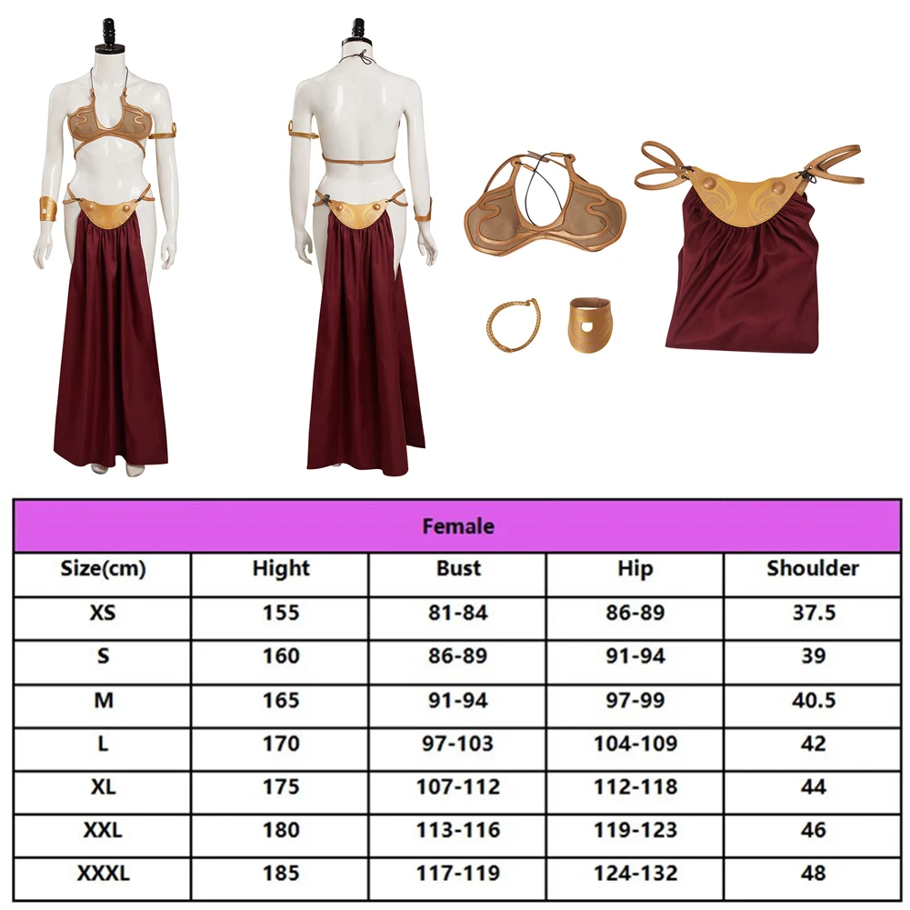 Leia Princess Cosplay Sexy Slave Dress Costume Women Space Battle FantasyDisguise Bikini Outfits Halloween Carnival Party Suit