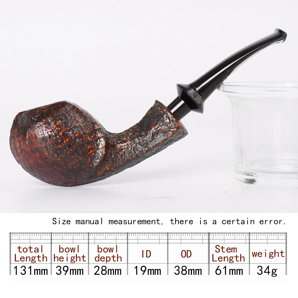 MUXIANG 수제 Briar 나무 담배 파이프, 클래식 Blowfish 파이프, 가황 고무 파이프 입 아버지의 날 선물 3mm 파이프 채널