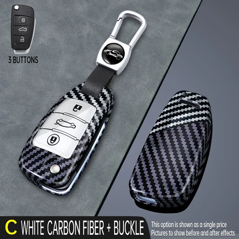 Carbon Fiber Car Key Cover Case Shell for Audi A1 A3 A4 A6 TT Allroad Q3 Q7 R8 S6 SQ5 RS4 B9 A5 8S 8W Q5 4M S4 S5 S7 TTS TFSI RS key case,key case cover,car key shell,remote control case cover