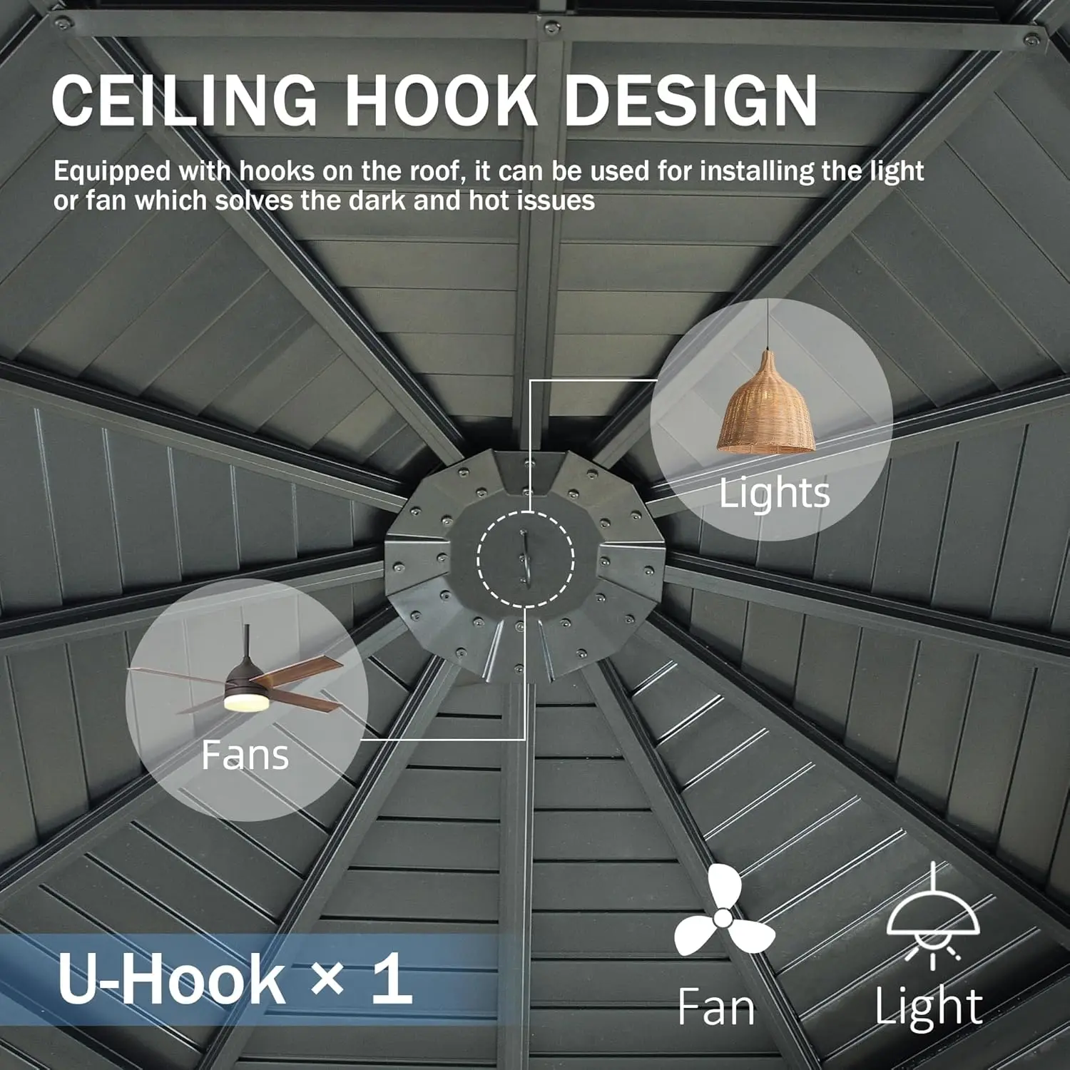 Domi 13 x 13 Sunroom Octagonal Solarium,Screen Houses for Outdoors Backyard with Lockable Sliding Door,Moveable PC Screen