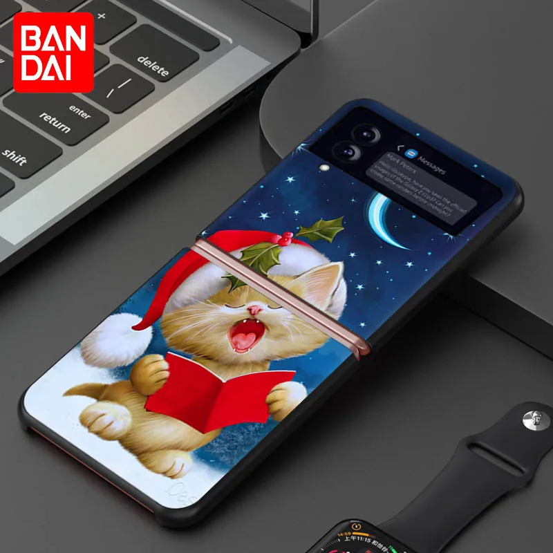 Phone Case For Samsung Galaxy Z Flip 3 5G zflip Black Case Snowman Christmas Santa Claus Protection Cover For Z Flip3 zflip3 galaxy flip3 case