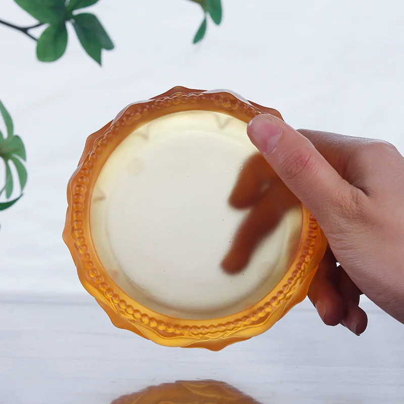 Liuli Yellow Statue for Water Offering Altar, Buddhist Five Wealth Gods Deity, Prosperity Blessing Figurine for Home Office Desk