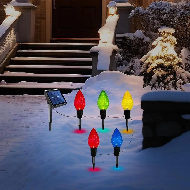 Outdoor Path Lights 5X Rhombic Pathway Lights for Gardens Solar Garden Light Long Lasting Outdoor Lighted Stake Christmas 5