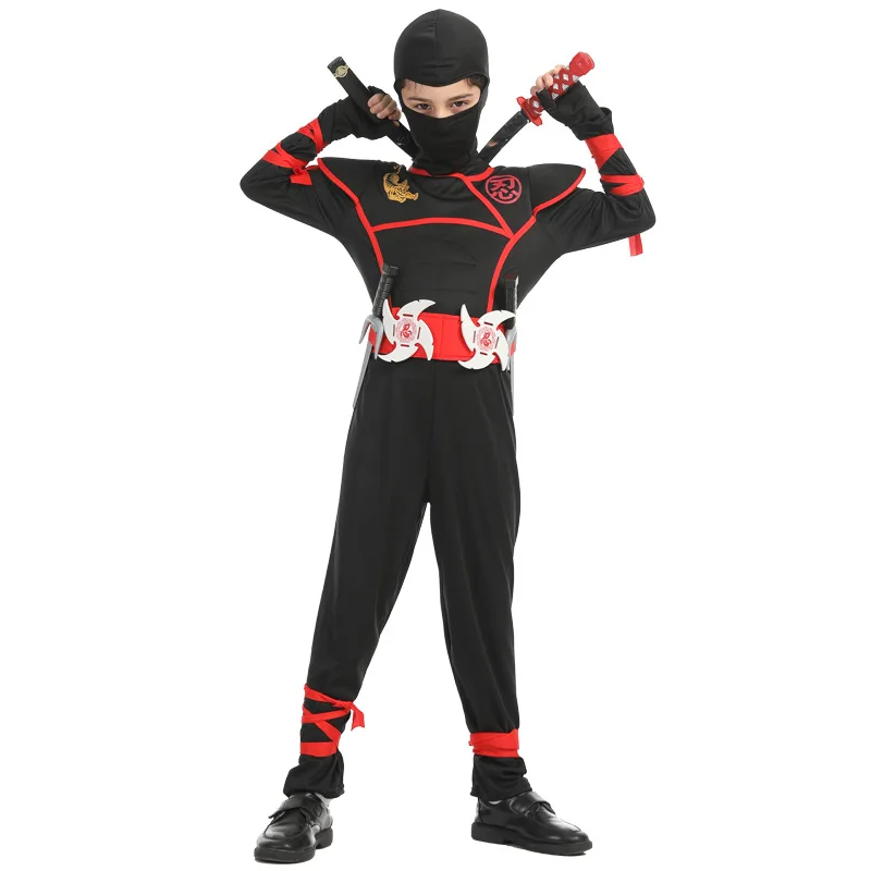 Halloween Kids Costume Ninja Cosplay Boys Girls Purim Birthday Fancy Dress Dagger Darts Carnival Japanese Swordsman Warr Suit