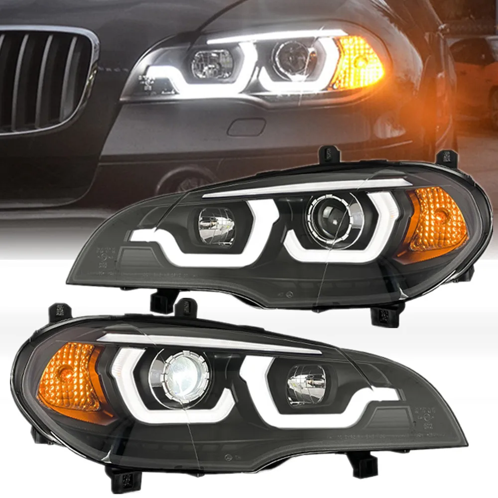 

Передние Автомобильные фары для BMW X5 E70, лампа головного света, проекционный объектив 2007-2013, ангельские глазки, сигнальная фара DRL, автомобильные аксессуары