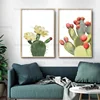 Cactus Flower Canvas Painting Watercolor Plants Wall Art Canvas Poster Nordic Style Green Pictures for Living Room Home Decor 3