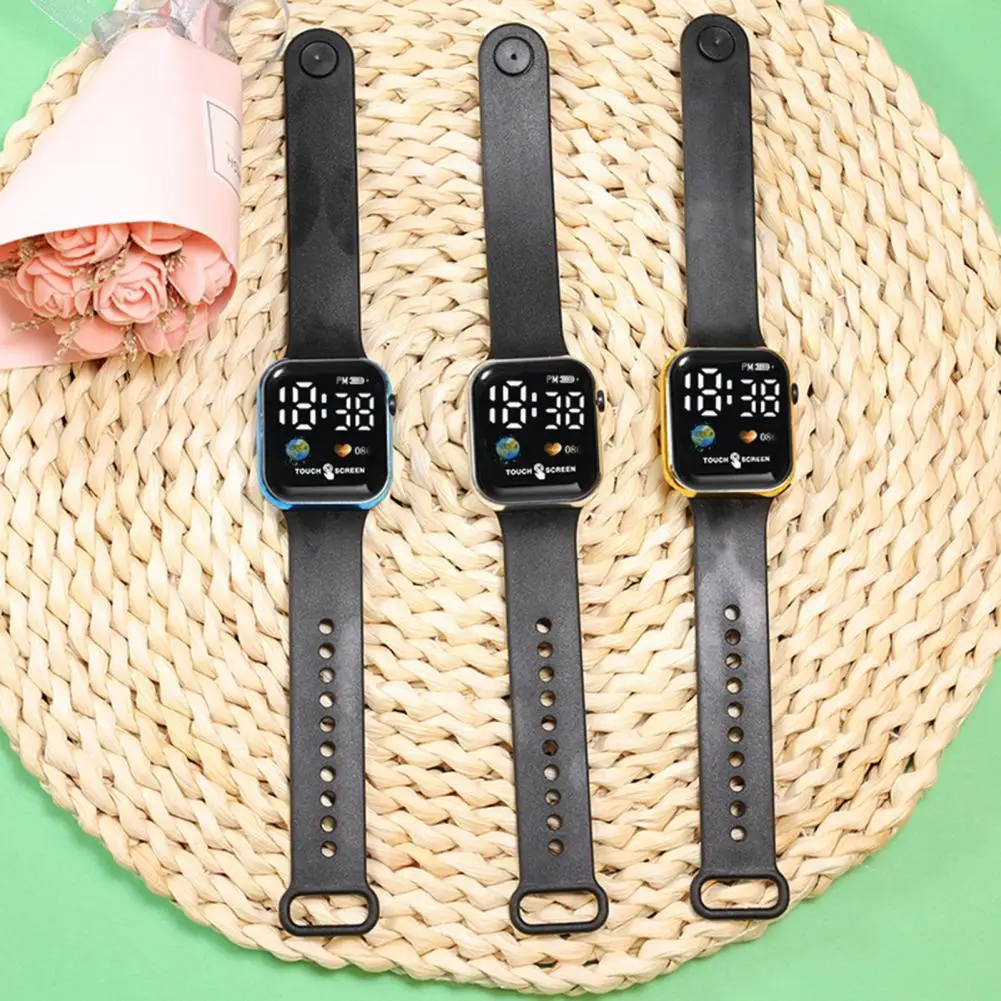 

Square Dial Watch Earth Design Heart Rate Monitor Sport Watch Touch Screen Led Digital Smartwatch for Students Sporty Watch