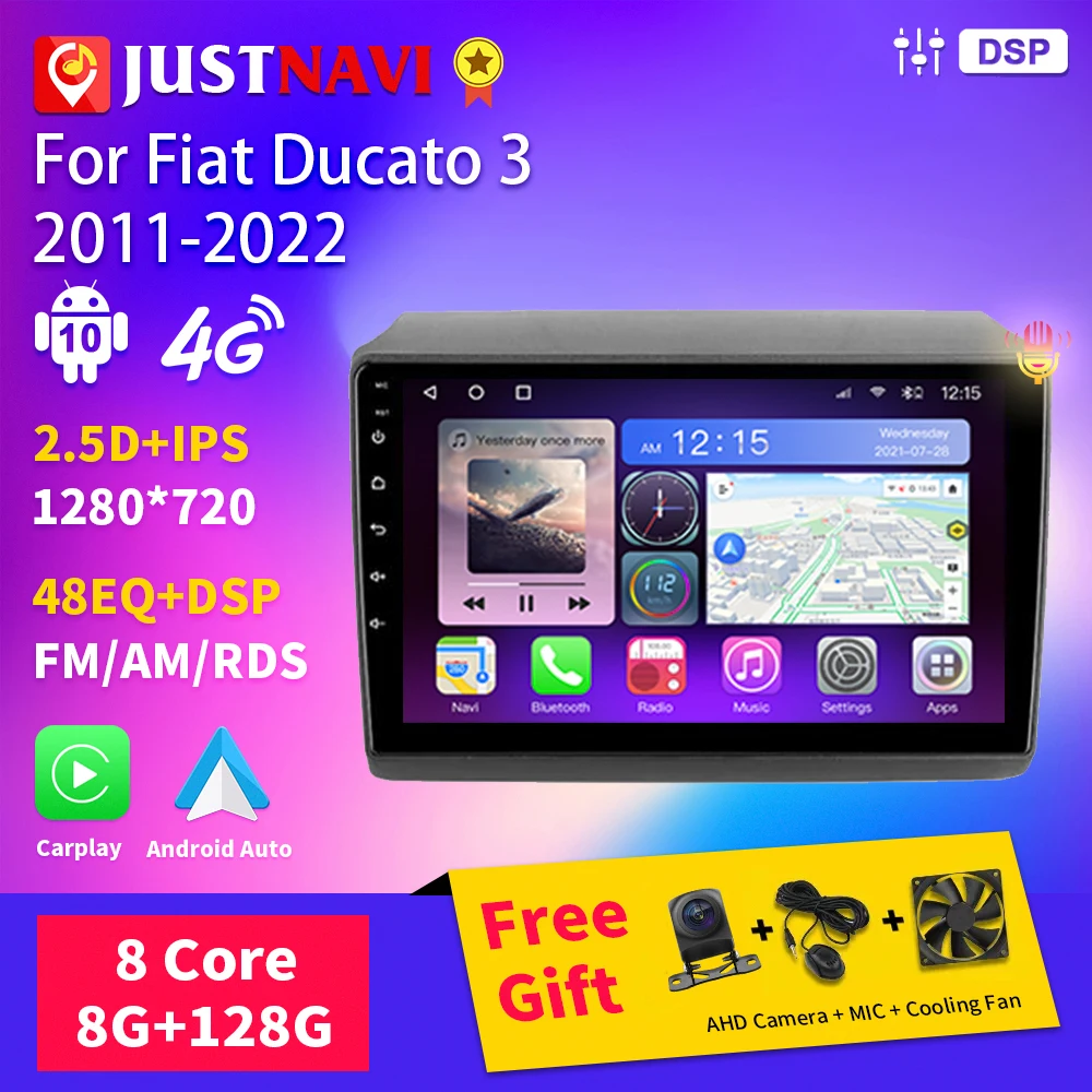 

JUSTANVI Multimedia Player For Fiat Ducato 3 2011 - 2022 Android Autoradio GPS Navigation Carplay 4G WIFI BT RDS DSP 2Din No DVD