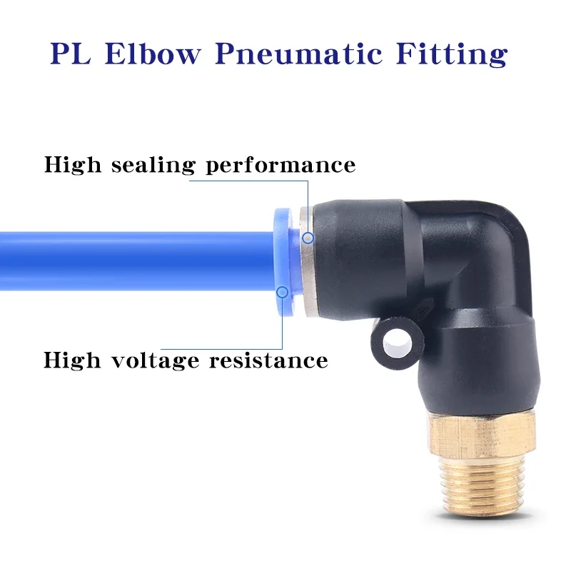 50/100/500/1000 PCS PL Thread Pneumatic Fitting 90 Degrees L type 2 Way Right Angle Elbow Copper Hose Pneumatic Quick Connector