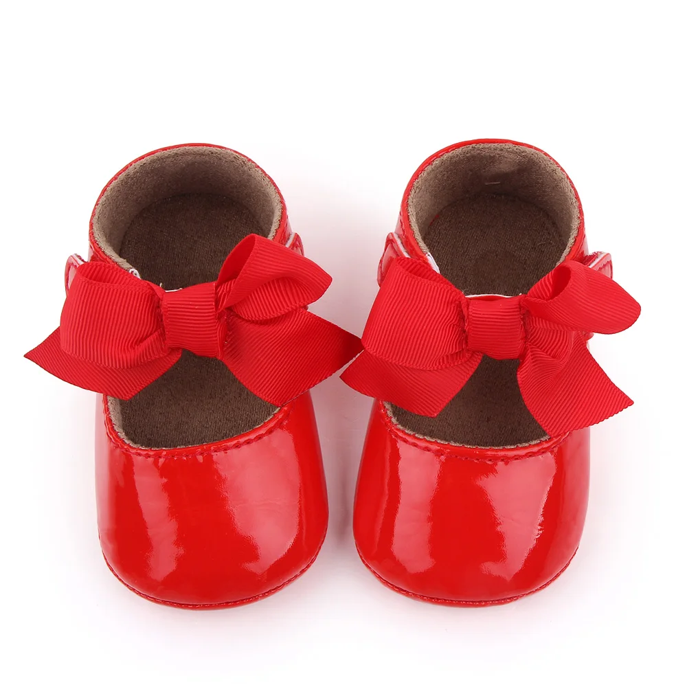 Baby Girl Princess Shoes High Quality PU and TPR Anti-slip Cute Bowknot Toddler Birthday Party Shoes for 0-18 M 2023 New Fashion 2