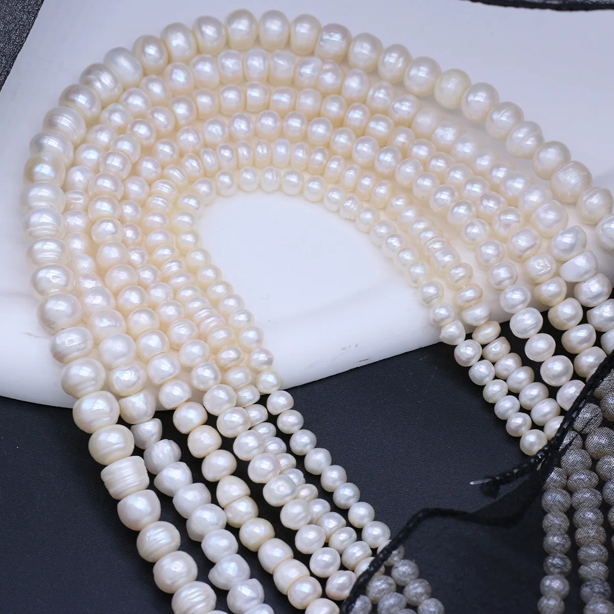 1 Str, Gold Pearl Necklace, Irregular Pearl, AAA, Real Freshwater Pearl,  DIY Pearl Accessories, Multi-Size Pearls, Length 35 cm