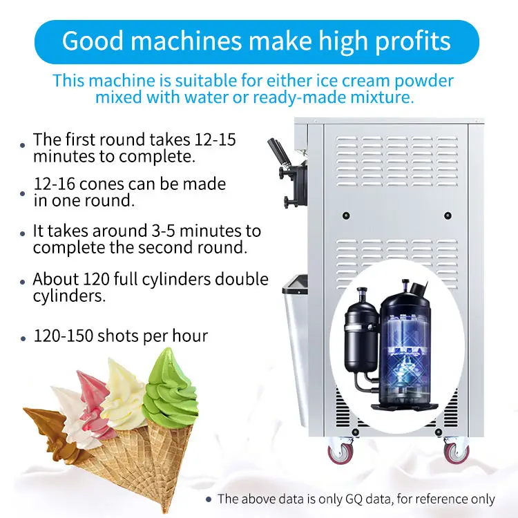 18~22L/H Soft Ice Cream Making Machine With Mixer Floor Standing 3 Flavors Fruit Flavor Soft Serve Machine 4