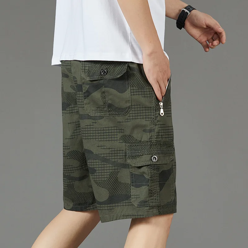 

Mens Summer Camouflage Cargo Shorts 2024 Mens Casual Shorts Loose Cotton Work Multi pocket Military Short Pants Plus Size L-5XL