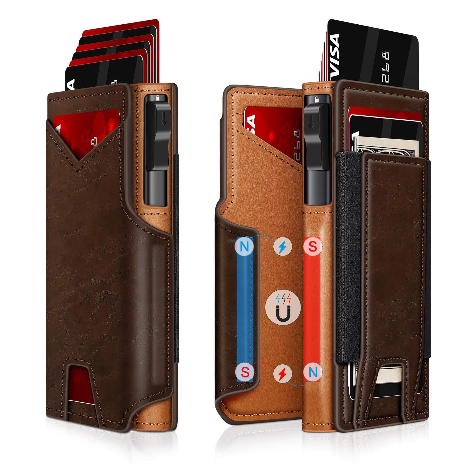 Black Leather Wallet for Men Slim Bifold RFID Blocking Wallet thumbnail 1