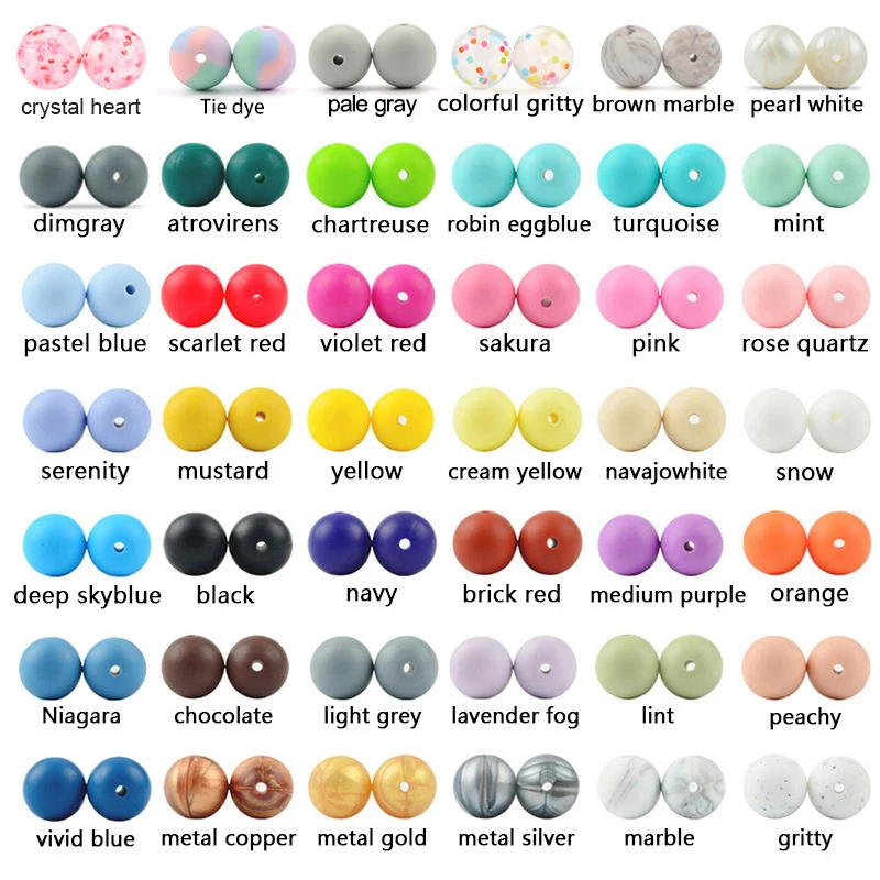 LOFCA Silicone Beads 15mm Round Food Grade Teething Necklace Teether Oral care For Round Silicone Beads BPA Free Chew Jewelry