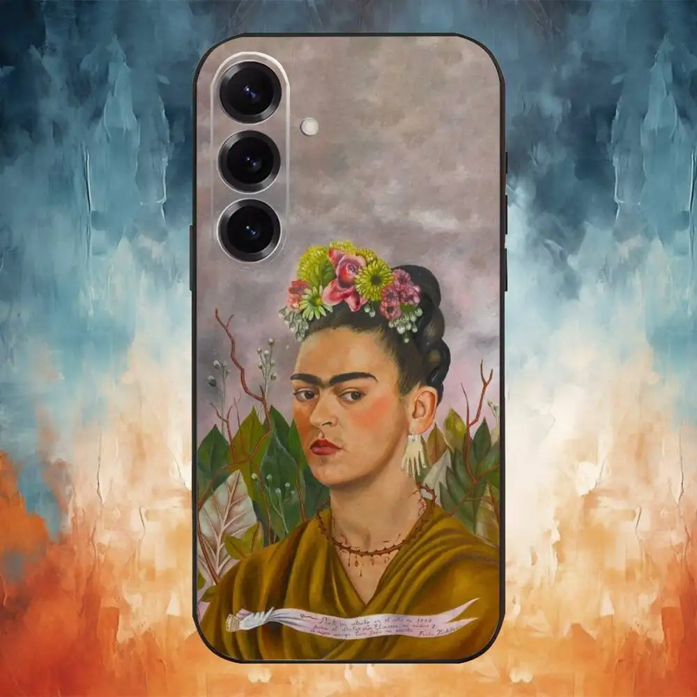 Frida Kahlo Art-Inspired Soft Black Phone Case