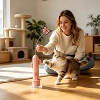 Interactive Cat Toy 2 Mode Rechargeable Self-Play Detachable Rod With Suction Cup Cat Enrichment Toys For Home Furniture Couch 4