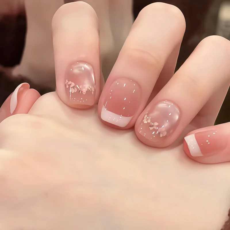 24-Piece Glamorous Glitter Press-On Nail Set with Adhesive