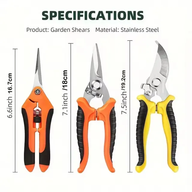 3PCS Garden Scissors Set Gardening Tool Scissors Stainless Steel Professional Gardening Scissors with Non-slip Ergonomic Handles 2