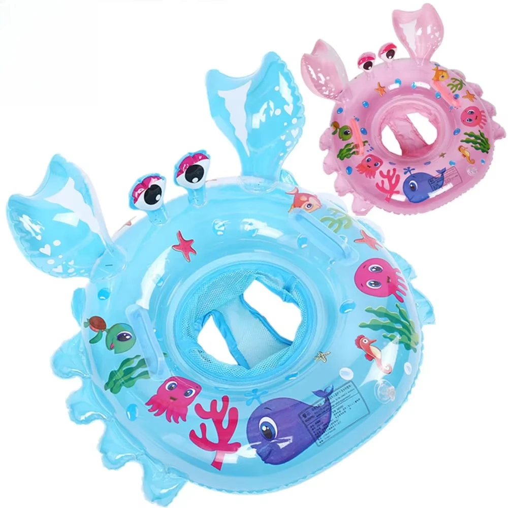 Baby Swimming Ring Water Toys Cartoon Crab Shape with Mesh Seats Indoor Outdoor Pool Bathroom Child Inflatable Float Seat swimming ring swimming pool float swimming float seat