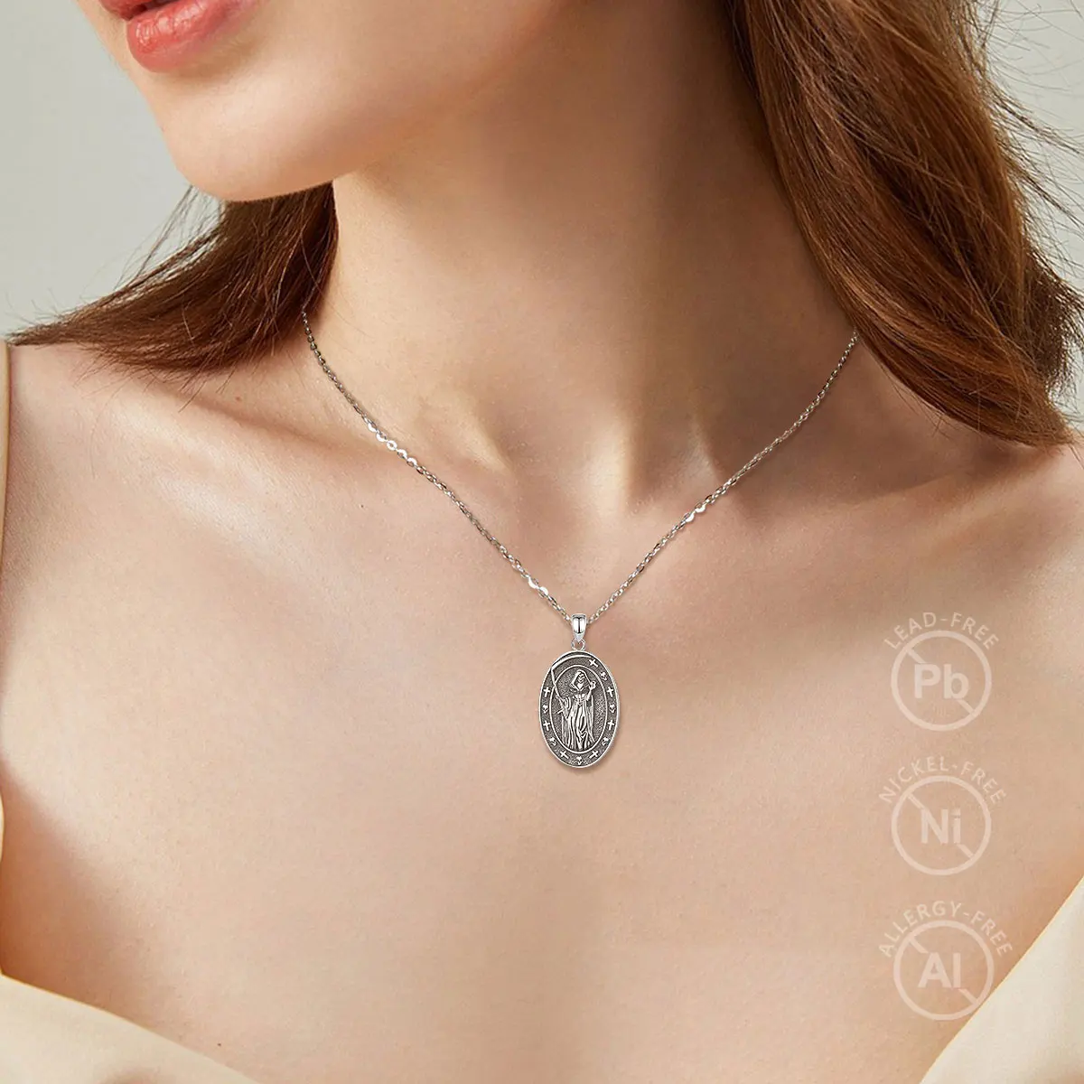 925 Sterling Silver honey Death Scythe Necklace for Women Man Vintage Santa Muerte Mexican Pendant Personality Jewelry pendant necklace silver necklace silver pendant silver necklace charms