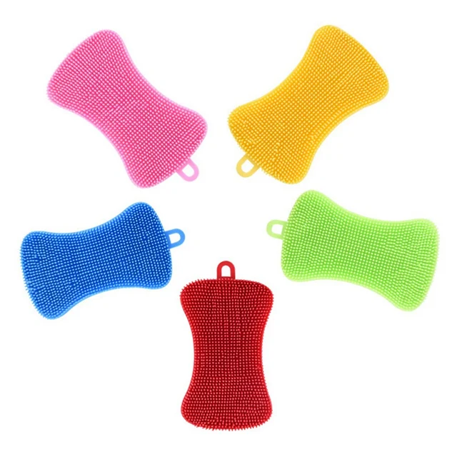 Silicone Dish Washing Sponge Scrubber Kitchen Cleaning Dish Antibacterial Tool