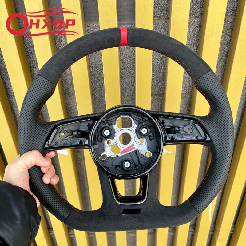 steering wheel for AUDI leather Steering wheel fusca flat bottomed sports full-perforated For Audi A3 A4L A5 B9