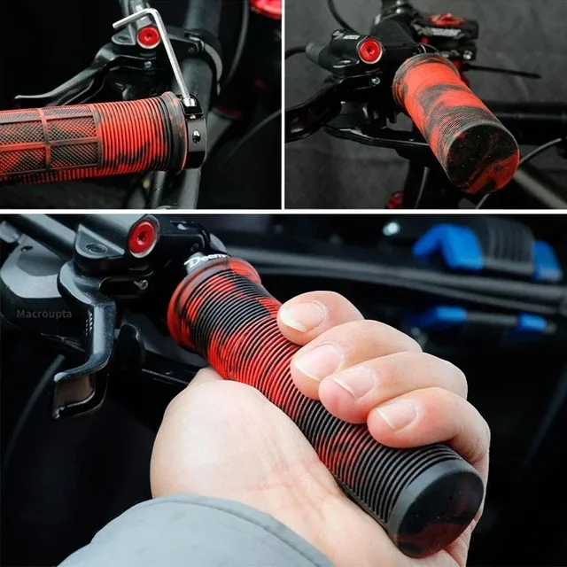 Bicycle Handlebar Grips TPR Anti-Skid MTB Road Bike Handle End Grips Shockproof Aluminum Lock Ring MTB Cuffs Mountain Bike Part 2