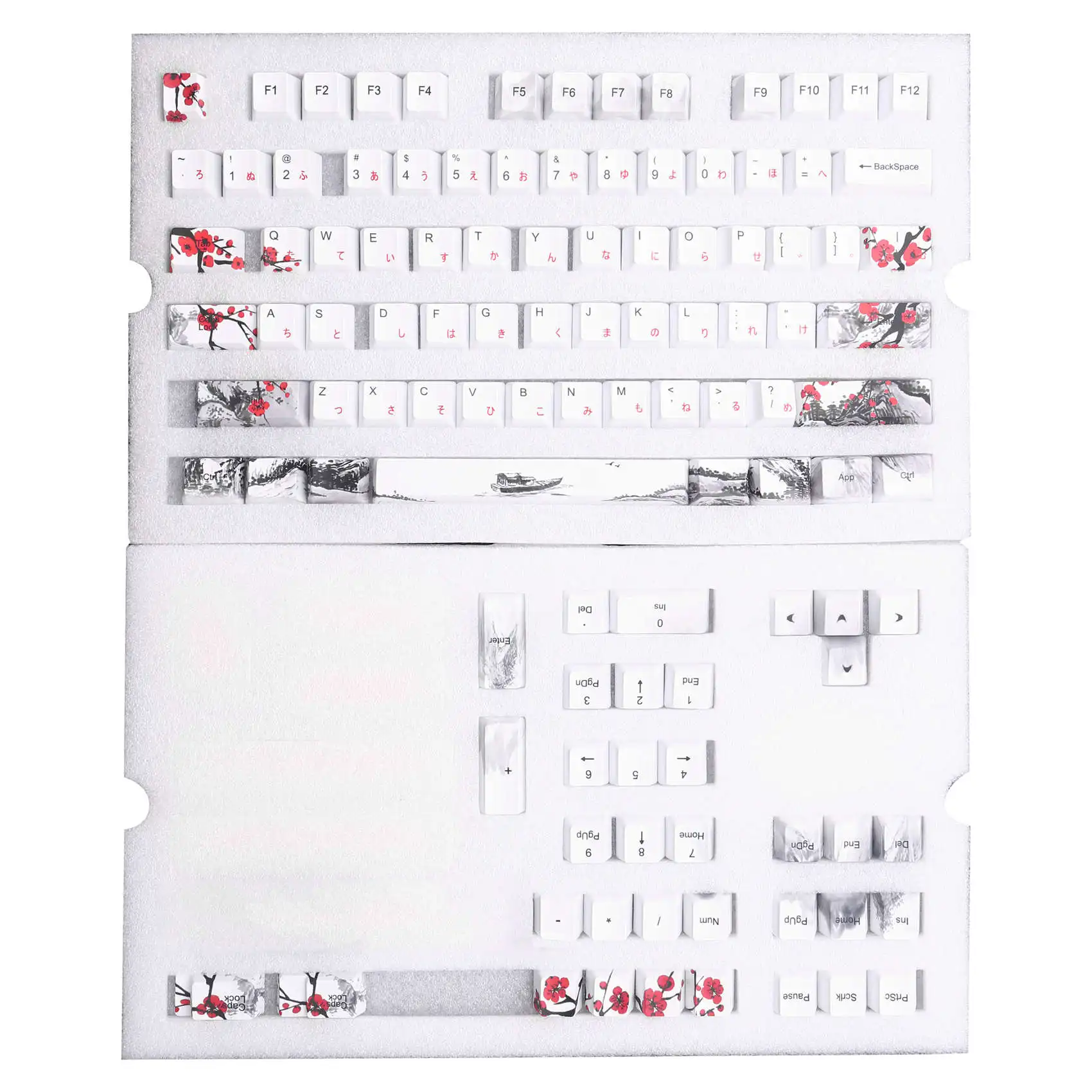 110 키 PBT 키캡 염료 승화 매화 벚꽃 프로필 키캡, DIY 기계식 키보드 키캡 세트, 일본어