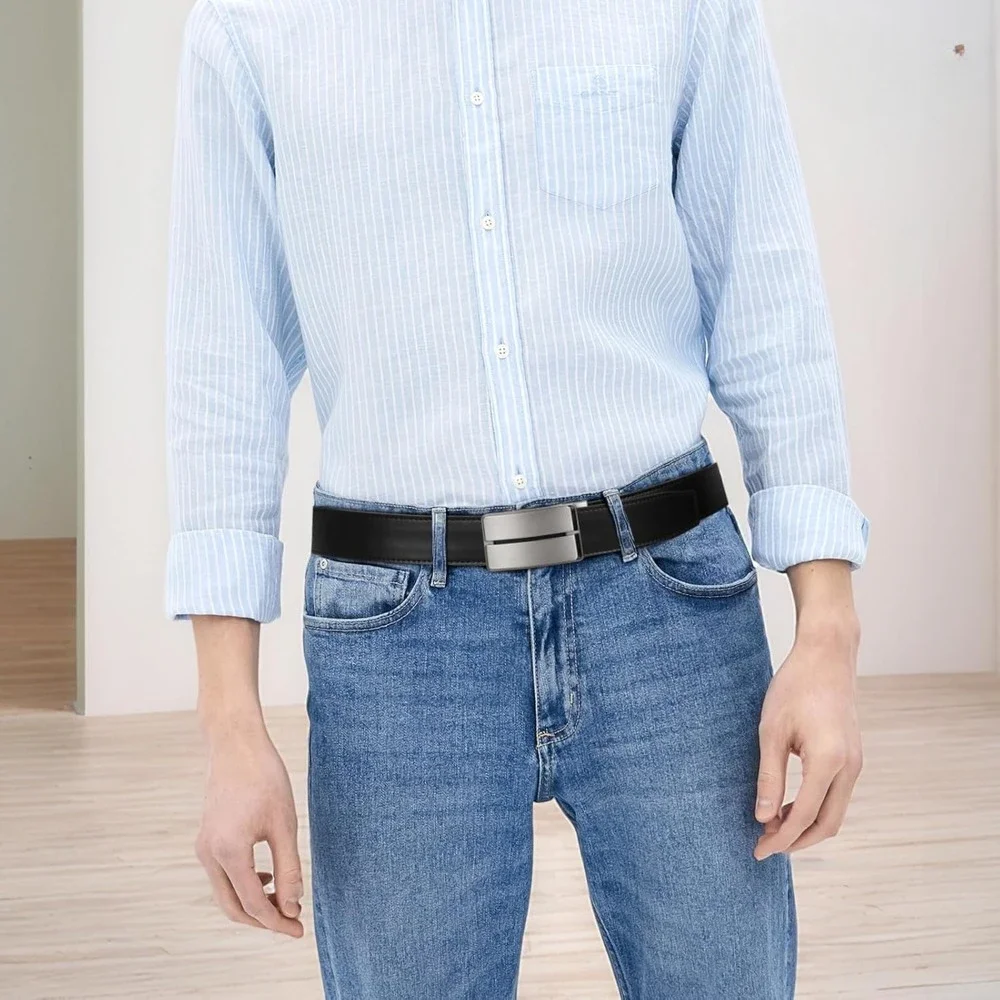 Mens Belt Leather Ratchet Belt For Men Automatic Ratchet Buckle 1 3/8" Slide Belt for Dress Pant 4