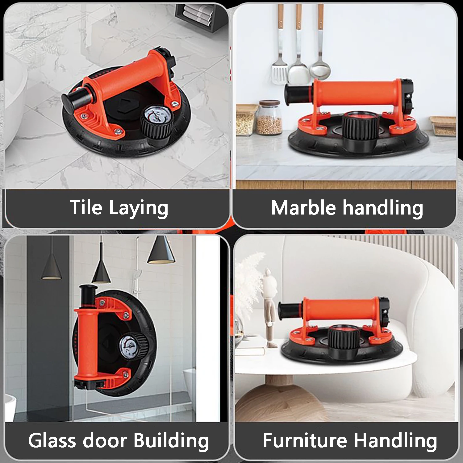 Vacuum Suction Cup 8 Inch 250Kg Carrying Capacity Heavy Duty Glass Suction Cup Lifter for Granite Tile Glass Manual Lifting