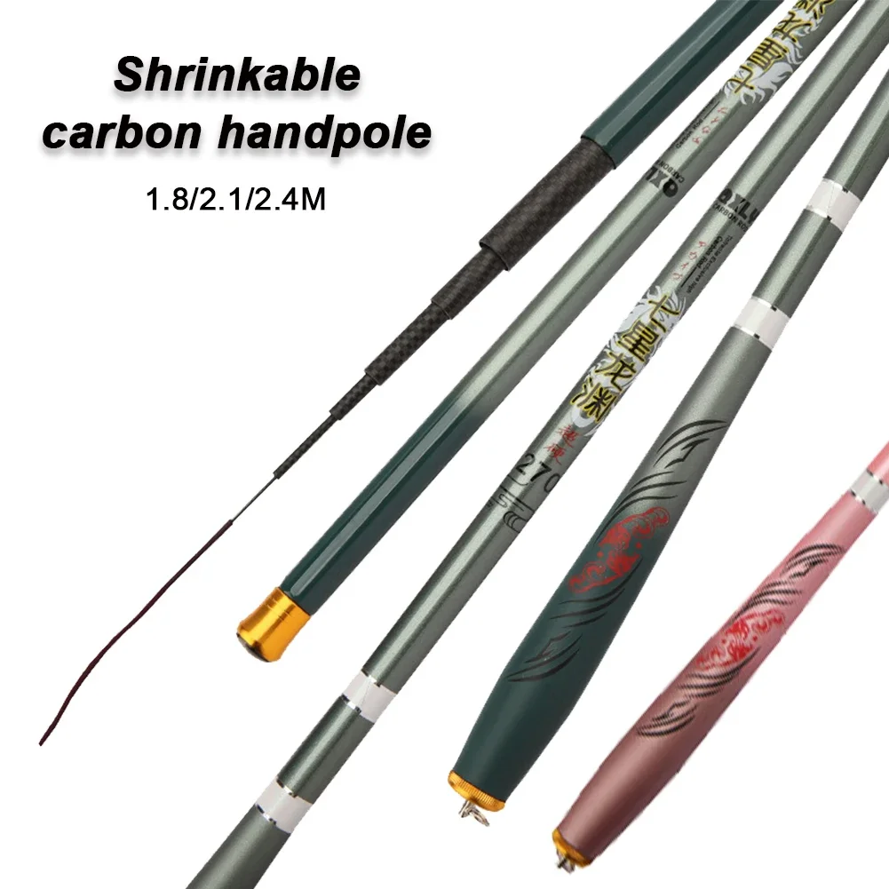1Pc Portable Sea Fishing Rod Pole Carbon Fiber 1.8/2.1/2.4m Telescopic Spinning Reel Fish Tackle Fishing Rods Accessories