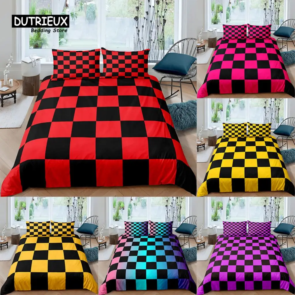 

Home Living Luxury 3D Checkerboard Bedding Set Duvet Cover Set Pillowcase Kids Bedding Set Queen and King EU/US/AU/UK Size