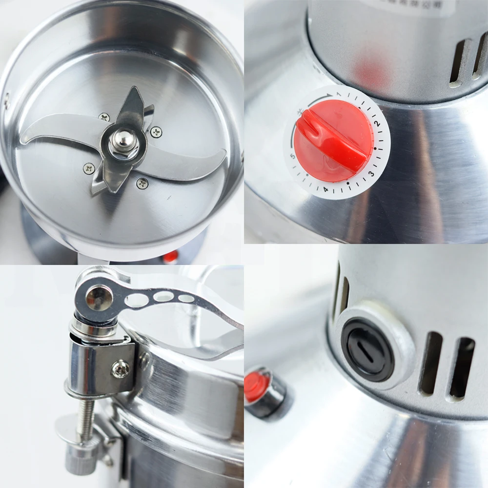 2500W Electric Grain Mill Grinder - 70-300 Mesh Powder, 500g Capacity, 36000 RPM, For Spices, Herbs, Coffee, Dry Grains (Stainless Steel)