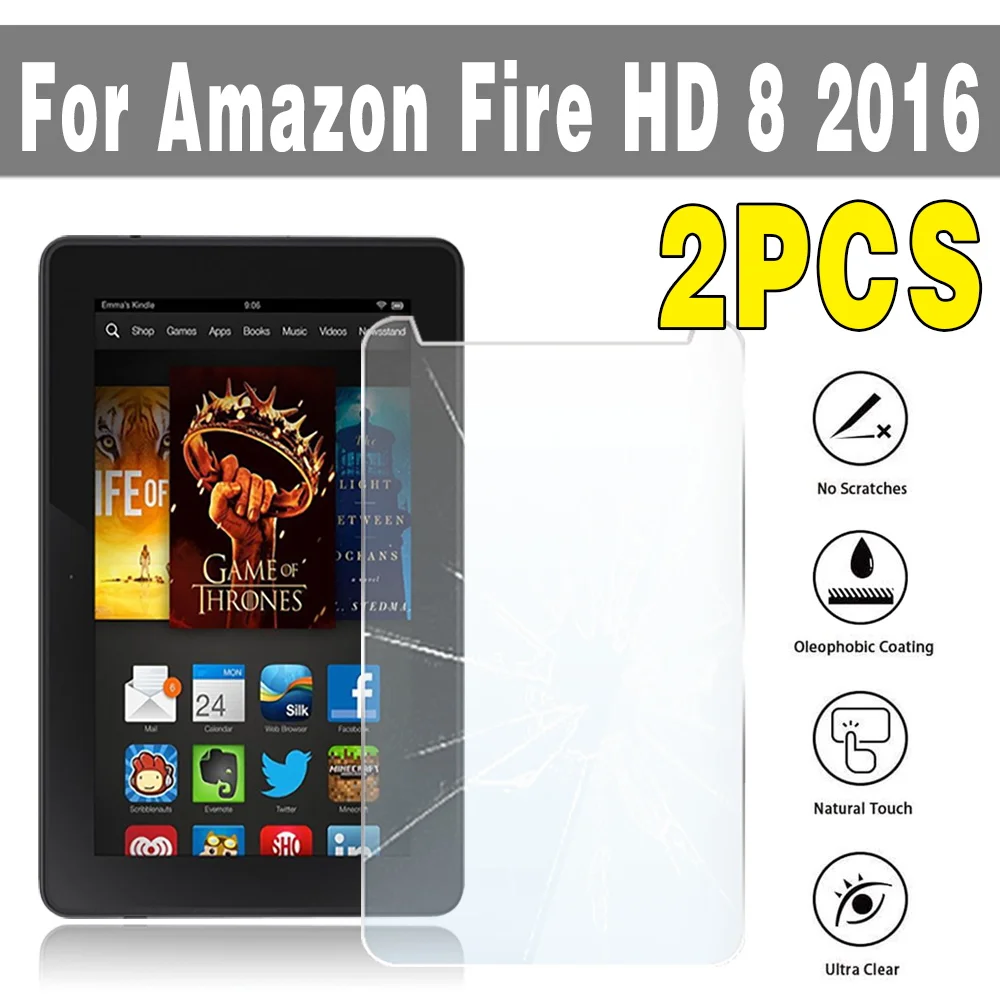 Закаленное защитное стекло 9H для экрана Fire HD 8 2016 Ablet 2 шт. закаленное стекло для защиты экрана планшета kindle fire 7 2022 hd 7 8 2020 2019 2018 2017 2016 2015 hd 10 2021 11th