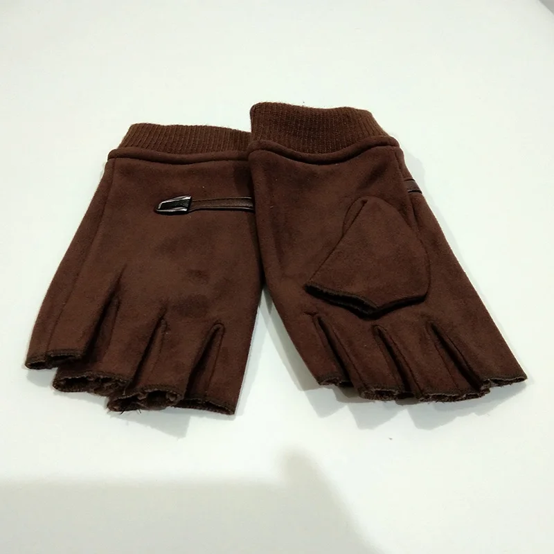 Men's Black Rivet Punk Half Finger Leather Gloves