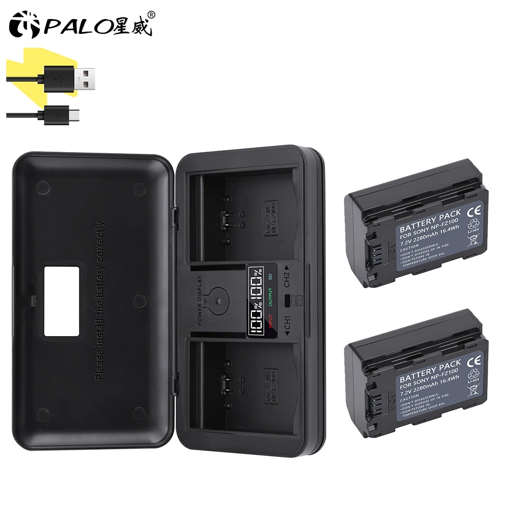 

Palo NP FZ100 NP-FZ100 Battery + 4-in-1 Multifunctional Charger for Sony Alpha A7III A7R III A9 Alpha 9 A7R3 A6600 Cameras