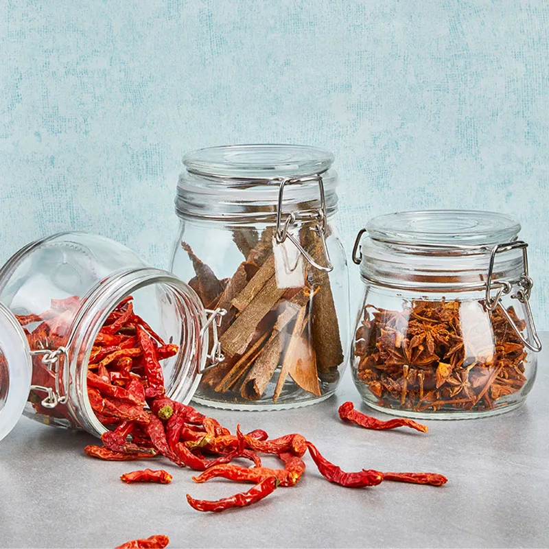 Sealed Glass Jars with Clip Lids, Honey Bottles, Snack Jars, Grain Storage Jars, Candy Jars, Stainless Steel Snap Seal Jars 4