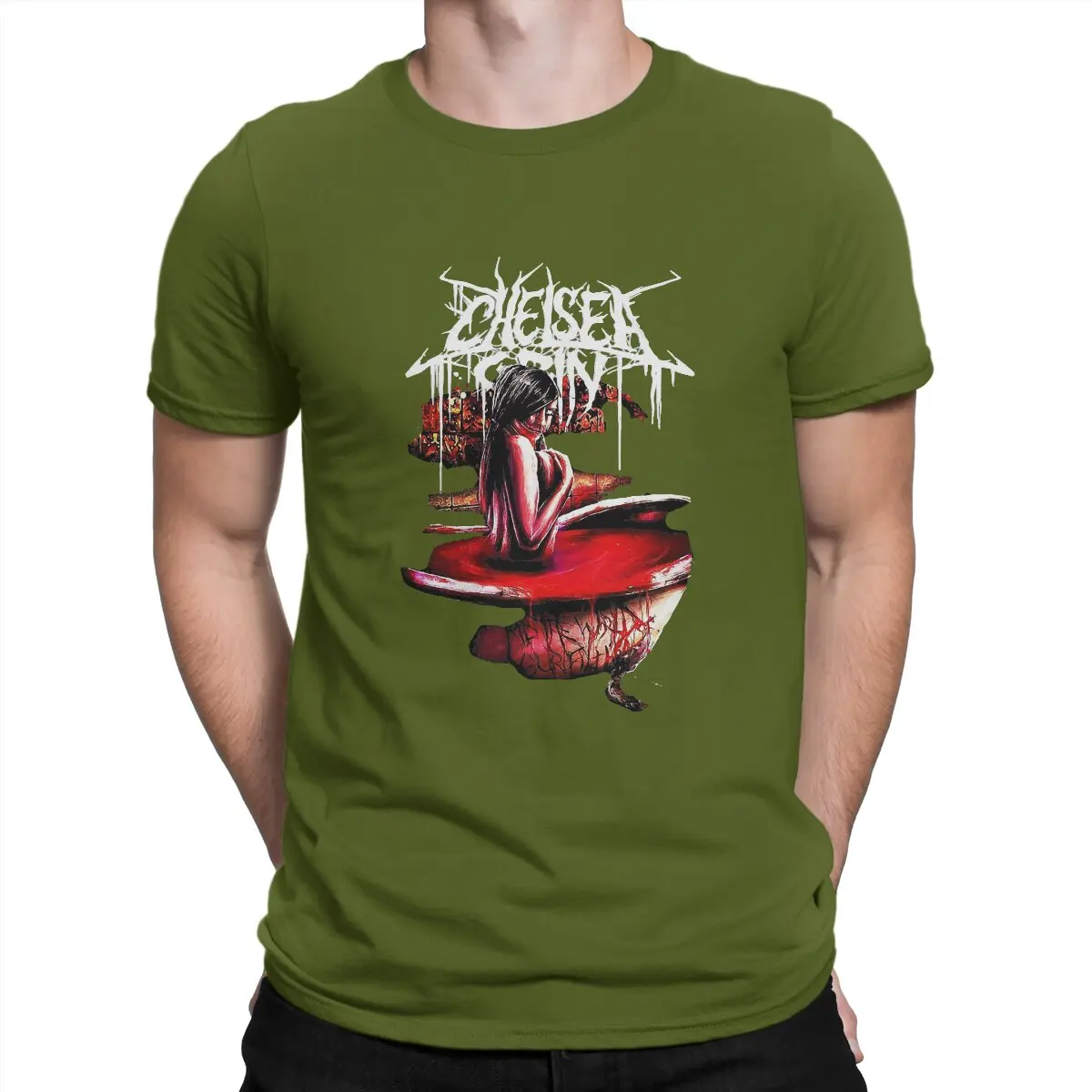 thumbnail image 1 of Camiseta única de banda de rock Chelsea Grin, camiseta de ocio de verano para hombres y mujeres, 1 of 7