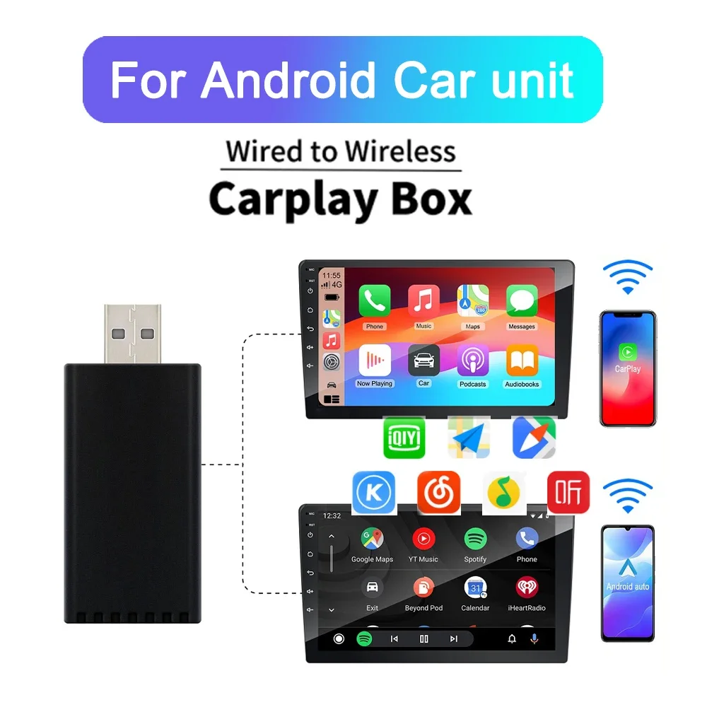 Usb Wireless Carplay Dongle Wired Android Auto Ai Box Mirrorlink Car Multimedia Player Bluetooth Auto Connect