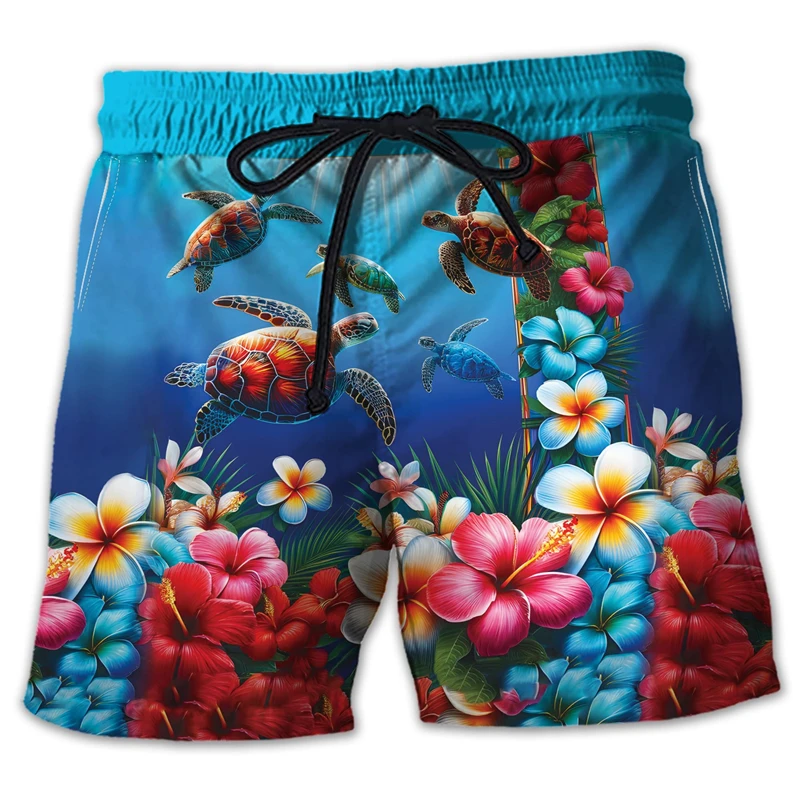 Animal Turtle 3D Printed Short Pants For Men Clothes Casual Hawaiian Sea Animal Beach Shorts Loggerheads Trunks Kids Trousers 3